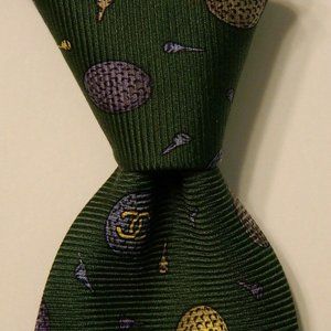 CHANEL 100% Silk Necktie ITALY Luxury GOLFING RARE